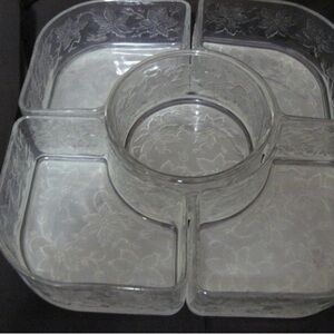 PRINCESS HOUSE Fantasia 5 Piece VEGGIE & DIP Tray/ Frosted Server Vintage